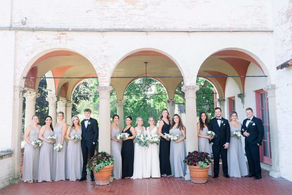 Wedding party formal photo at Villa Terrace
