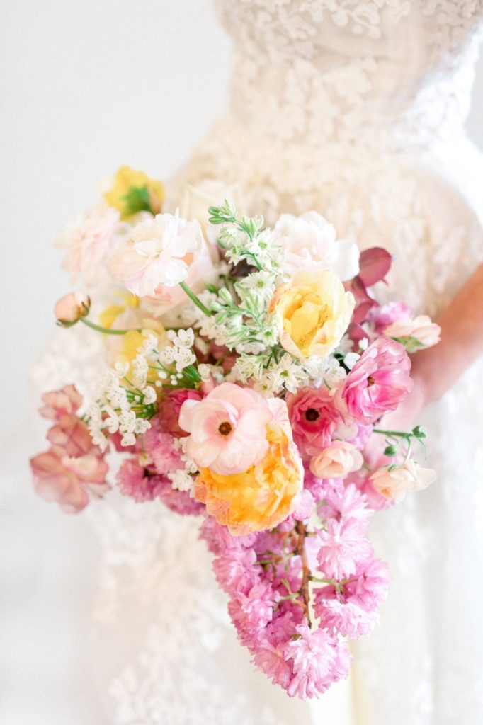 pink bridal bouquet by wedding florists in milwaukee
