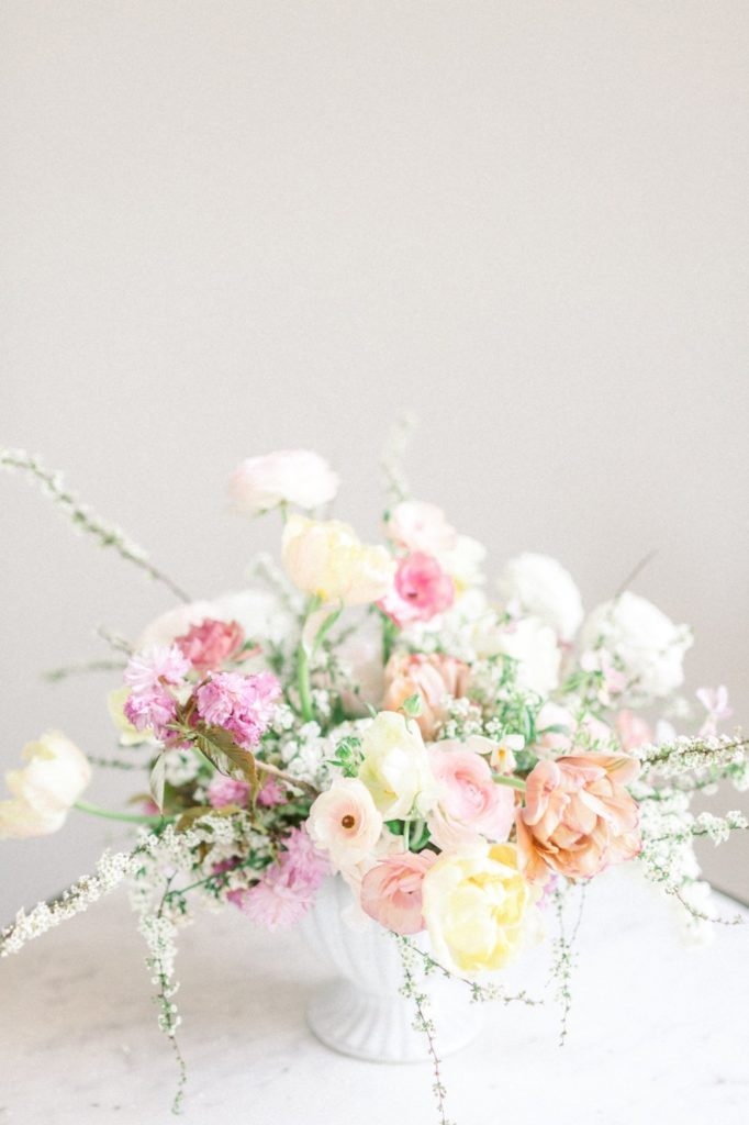 wedding table with flower arrangement